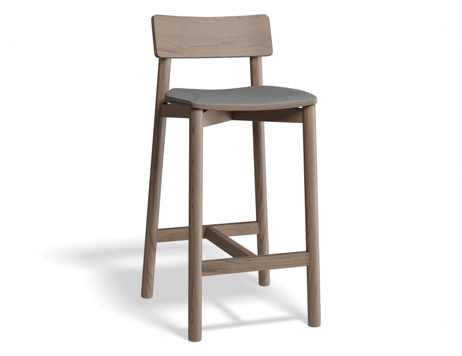 P 1 Andi Kitchenstool Pad Walnut Lightgreyfabric