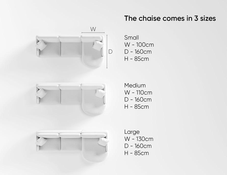 Monte Chaise Size Comparison