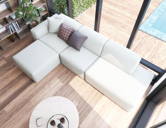 Monaco Sofa - Config D with Right Chaise - Custom Upholstered