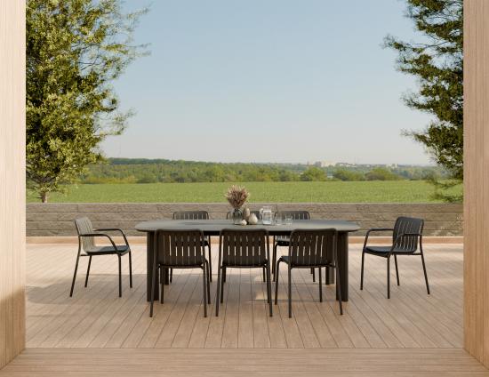 Vela Dining Table 240cm - Outdoor - Charcoal - Basalt Ceramic Top