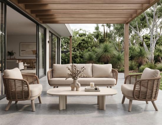 Vela Coffee Table - Outdoor - latte - Dune Ceramic Top