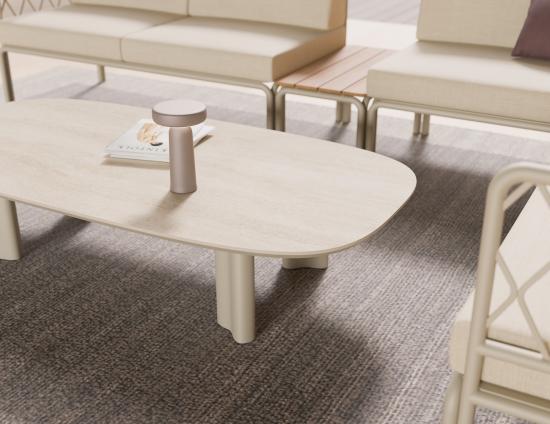 Vela Coffee Table - Outdoor - latte - Dune Ceramic Top