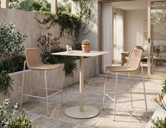 Cenote Rattan Bar Stool - Outdoor - Latte