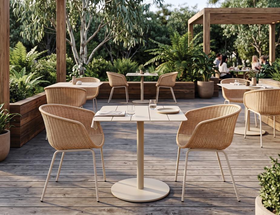 Kora Natural Rattan Chair Roku Table