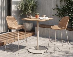 Natural Bar Stool And Wooden Outdoor High Table