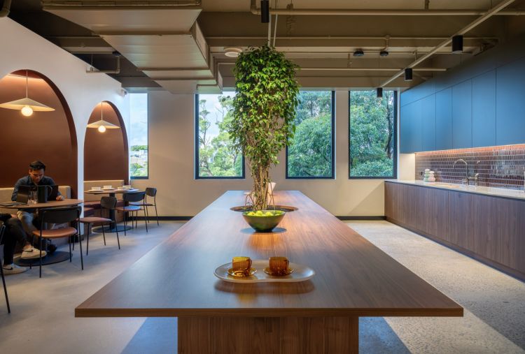 Stylish communal office space.