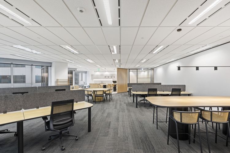 Spacious modern office workspace.