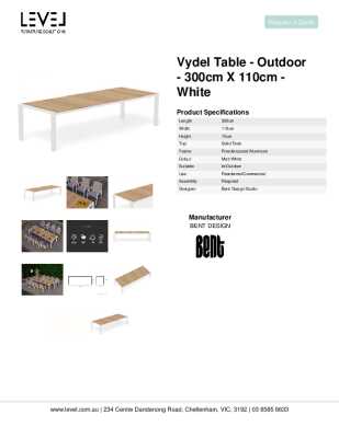 Tear Sheet: Vydel Table - Outdoor - 300cm x 110cm - White