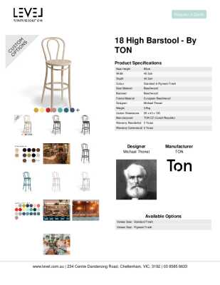 Tear Sheet: 18 High Barstool - by TON