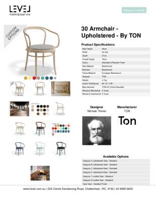 Tear Sheet: 30 Armchair - Upholstered - by TON