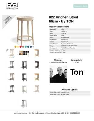 Tear Sheet: 822 Kitchen Stool 66cm - by TON