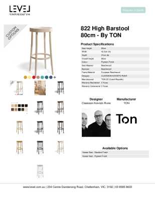 Tear Sheet: 822 High Barstool 80cm - by TON
