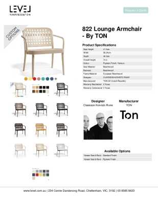 Tear Sheet: 822 Lounge Armchair - by TON