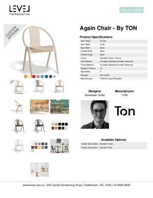 Tear Sheet: Again Chair - by TON
