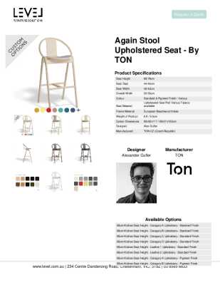 Tear Sheet: Again Stool Upholstered Seat - by TON