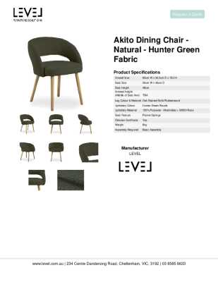 Tear Sheet: Akito Dining Chair - Natural - Hunter Green Fabric 