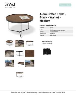 Tear Sheet: Alora Coffee Table -Black - Walnut - Medium