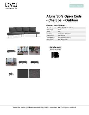 Tear Sheet: Aluna Sofa Open Ends - Charcoal - Outdoor