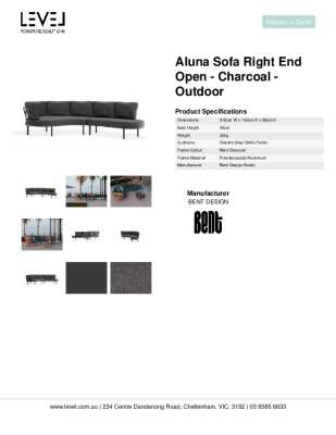 Tear Sheet: Aluna Sofa Right End Open - Charcoal - Outdoor