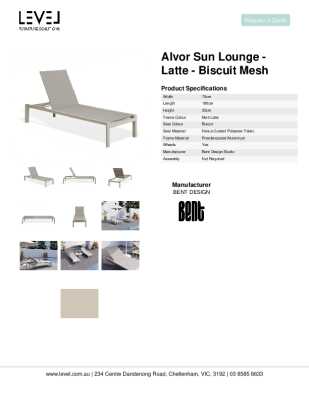 Tear Sheet: Alvor Sun Lounge - Latte - Biscuit Mesh
