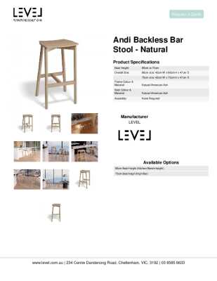 Tear Sheet: Andi Backless Bar Stool - Natural