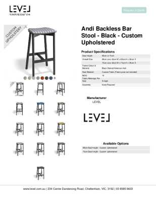 Tear Sheet: Andi Backless Bar Stool - Black - Custom Upholstered