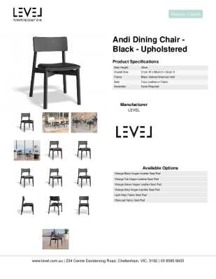 Tear Sheet: Andi Dining Chair - Black - Upholstered