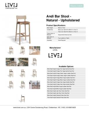 Tear Sheet: Andi Bar Stool - Natural - Upholstered