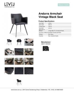 Tear Sheet: Andorra Armchair Vintage Black Seat