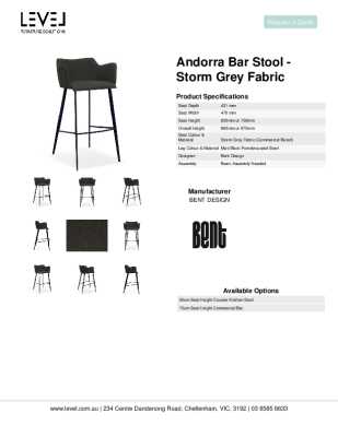 Tear Sheet: Andorra Bar Stool - Storm Grey Fabric