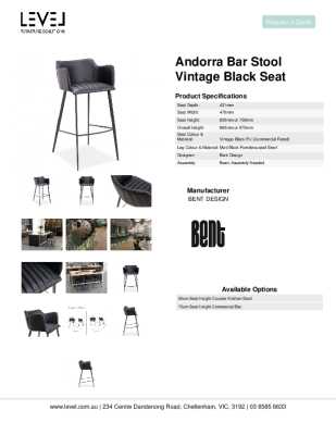 Tear Sheet: Andorra Bar Stool Vintage Black Seat