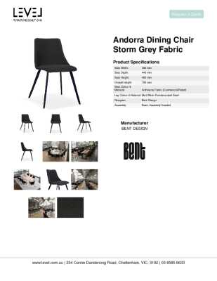 Tear Sheet: Andorra Dining Chair Storm Grey Fabric	