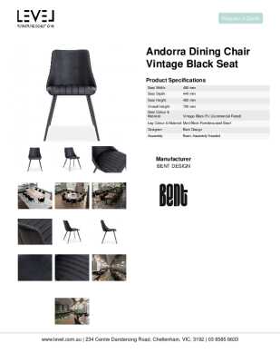 Tear Sheet: Andorra Dining Chair Vintage Black Seat