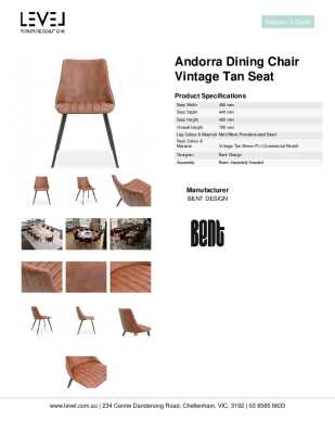 Tear Sheet: Andorra Dining Chair Vintage Tan Seat