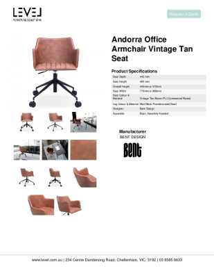 Tear Sheet: Andorra Office Armchair Vintage Tan Seat