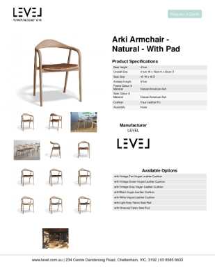 Tear Sheet: Arki Armchair - Natural - with Pad