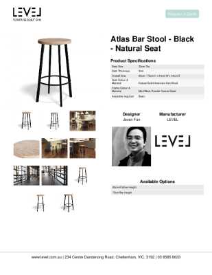 Tear Sheet: Atlas Bar Stool - Black - Natural Seat