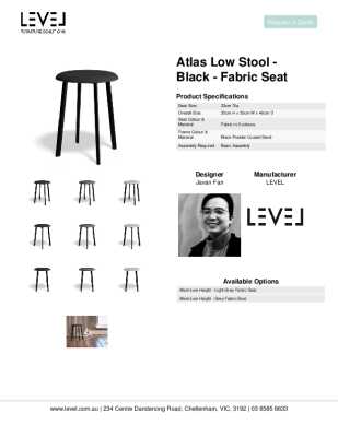 Tear Sheet: Atlas Low Stool - Black - Fabric Seat