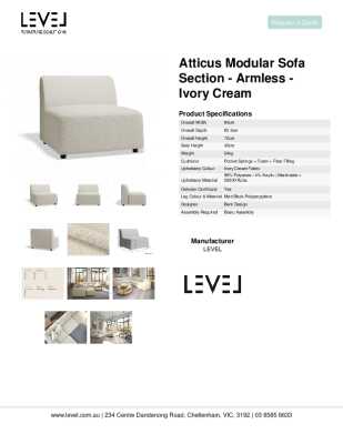 Tear Sheet: Atticus Modular Sofa Section - Armless - Ivory Cream