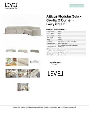 Tear Sheet: Atticus Modular Sofa - Config C Corner - Ivory Cream