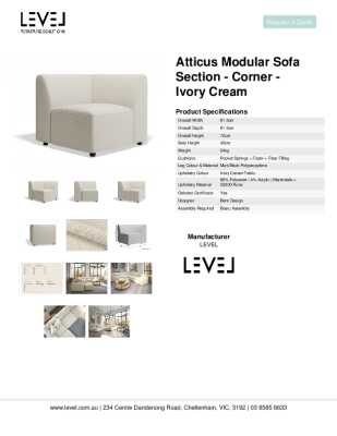 Tear Sheet: Atticus Modular Sofa Section - Corner - Ivory Cream