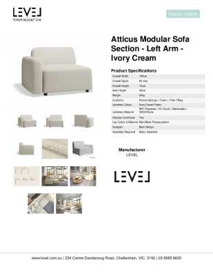 Tear Sheet: Atticus Modular Sofa Section - Left Arm - Ivory Cream