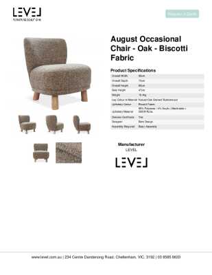 Tear Sheet: August Occasional Chair - Oak - Biscotti Fabric