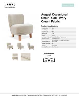 Tear Sheet: August Occasional Chair - Oak - Ivory Cream Fabric