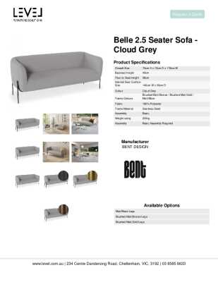 Tear Sheet: Belle 2.5 Seater Sofa - Cloud Grey