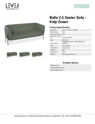 Tear Sheet: Belle 2.5 Seater Sofa - Kelp Green