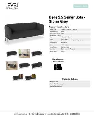 Tear Sheet: Belle 2.5 Seater Sofa - Storm Grey