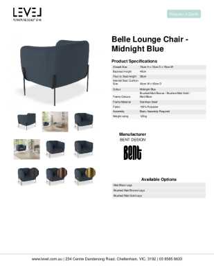 Tear Sheet: Belle Lounge Chair - Midnight Blue