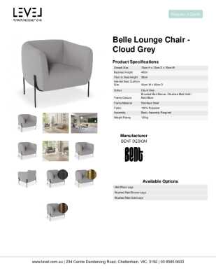Tear Sheet: Belle Lounge Chair - Cloud Grey