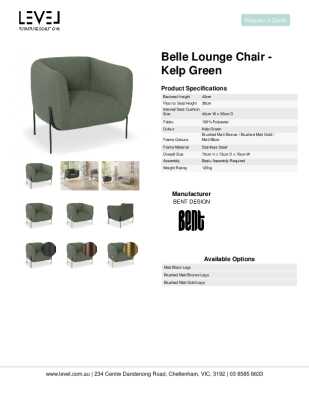 Tear Sheet: Belle Lounge Chair - Kelp Green